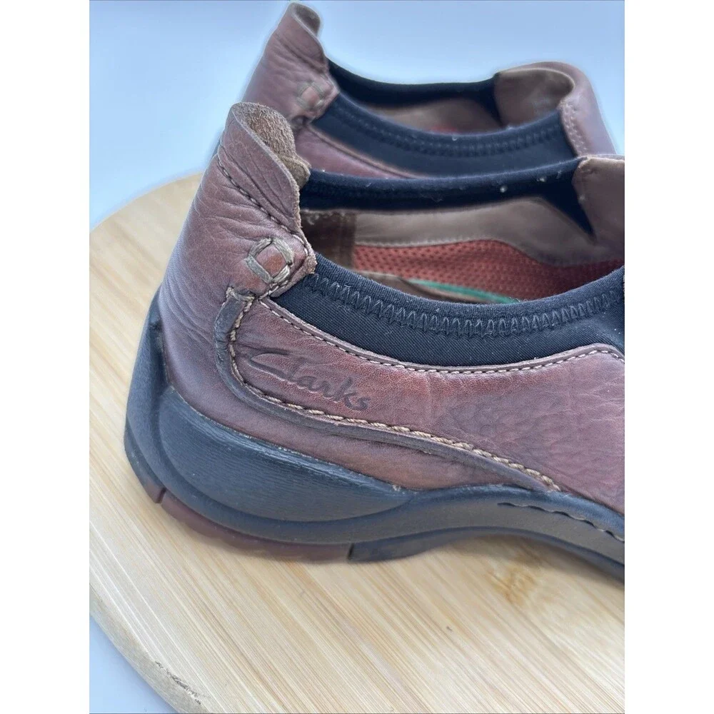 Clarks Pickett Mens 8M Brown Leather Casual Slip On Shoes 36596